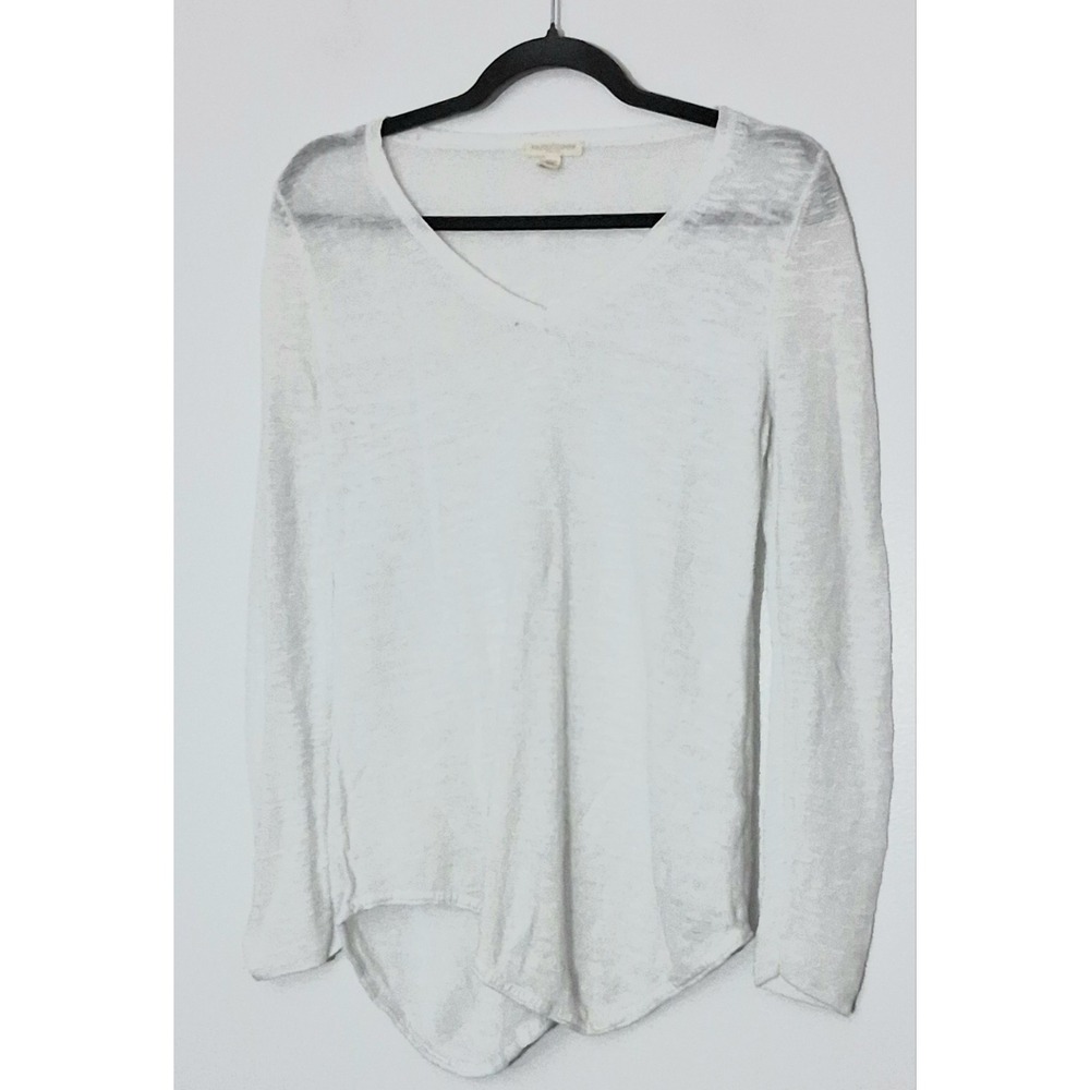 Eileen Fisher Top Small Petite White Long Sleeve Linen Blend Pullover Pre-owned